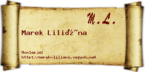 Marek Liliána névjegykártya